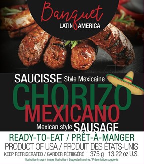 Banquet Latin America Chorizo Mexican Sausage - case 12 x 375 g